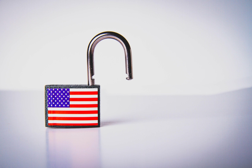 padlock with US flag as concept art for US sanctions