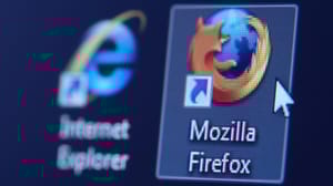 A close-up of the Firefox application next to the Internet Explorer application A close-up of the Firefox application next to the Internet Explorer application