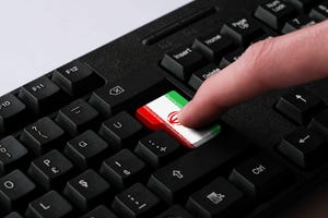 A keyboard with the Iran flag as one of the keys
