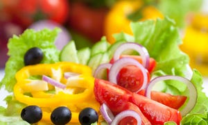 healthy food fresh vegetable salad with lettuce, peppers, tomatoes
