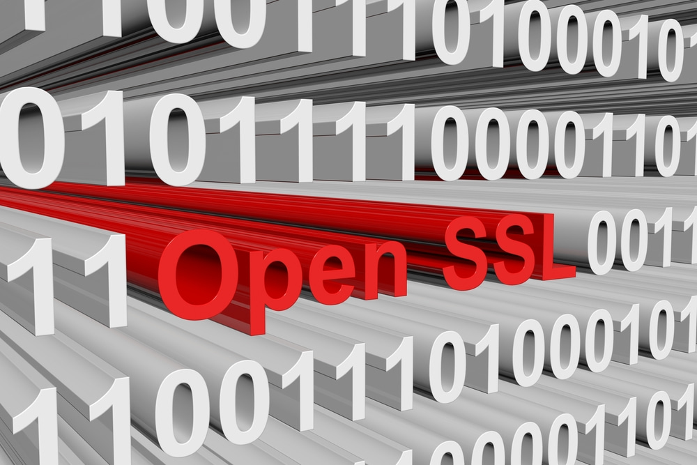 Open SSL is presented in the form of binary code 3d illustration Open SSL is presented in the form of binary code 3d illustration