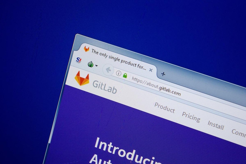 photo of a computer screen with GitLab's web page