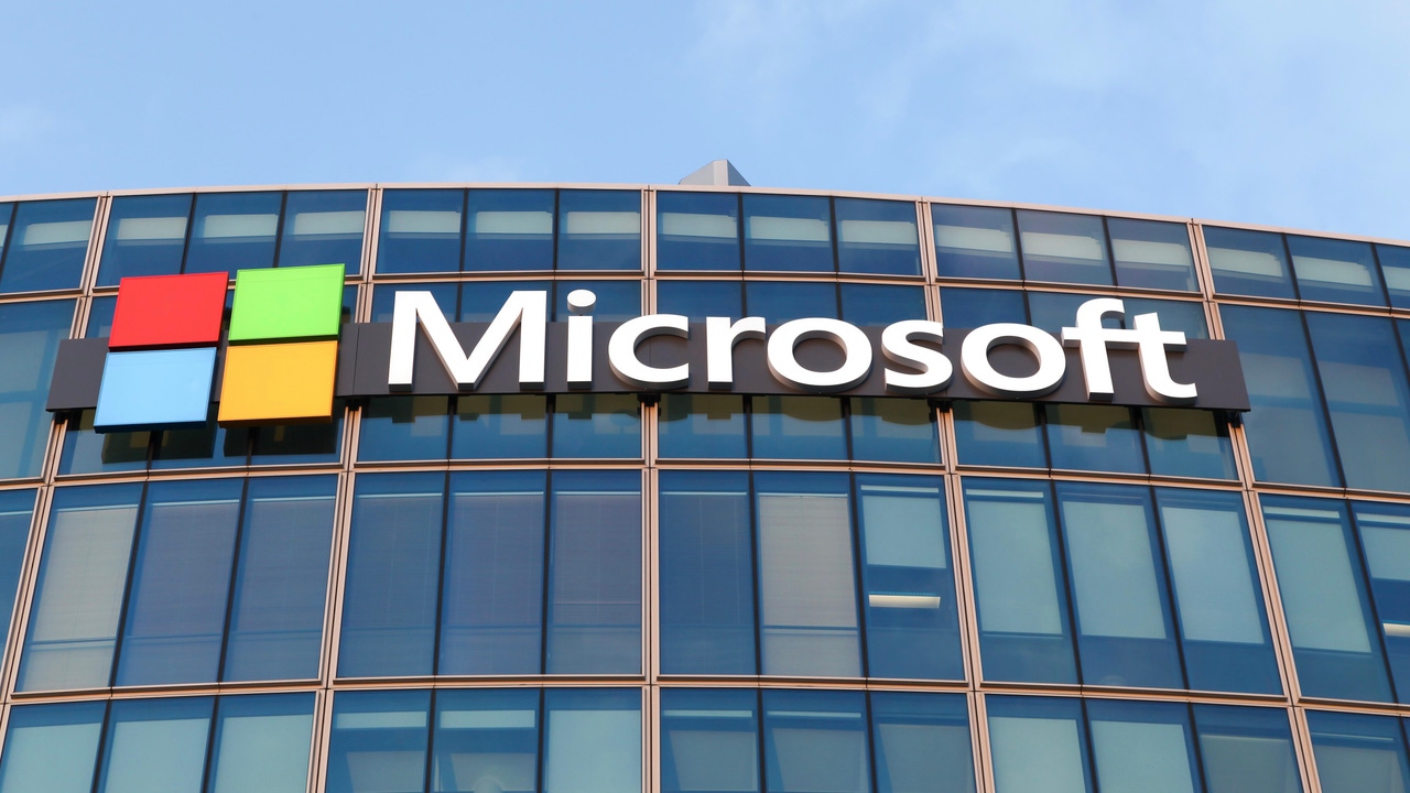 Microsoft logo on a building Microsoft logo on a building