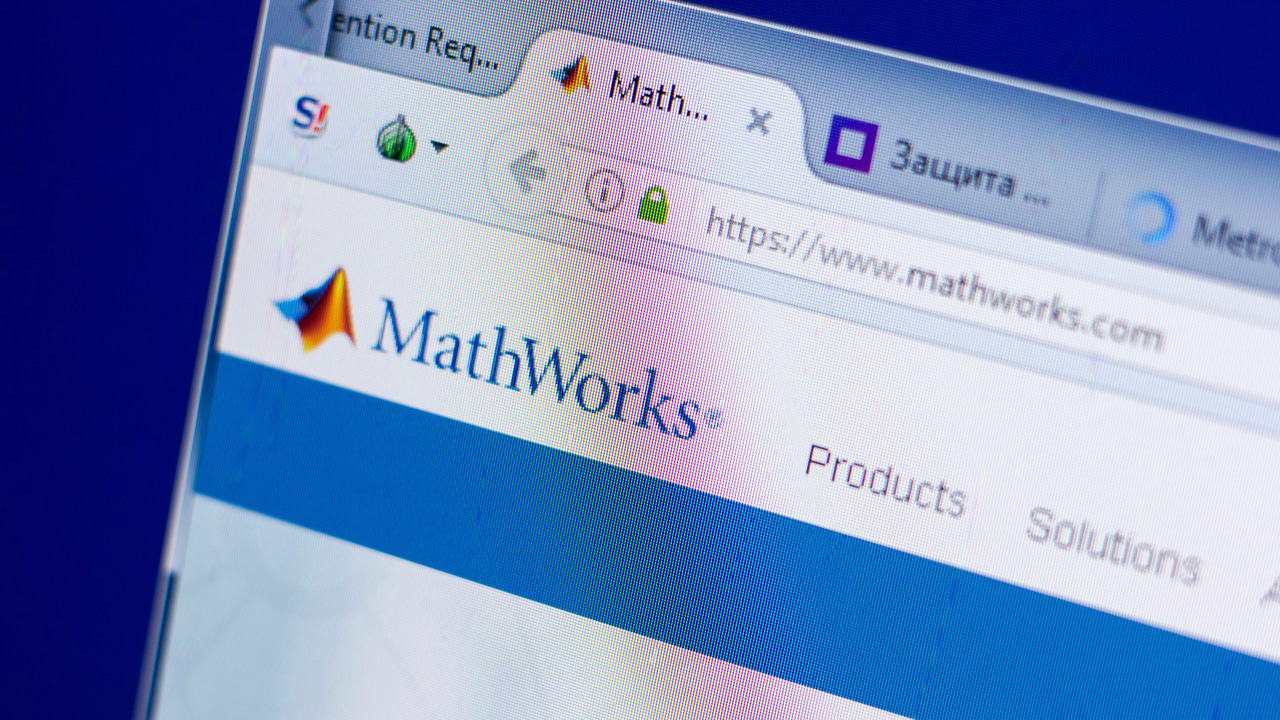 画面上のMathWorksのウェブサイト 画面上のMathWorksのウェブサイト