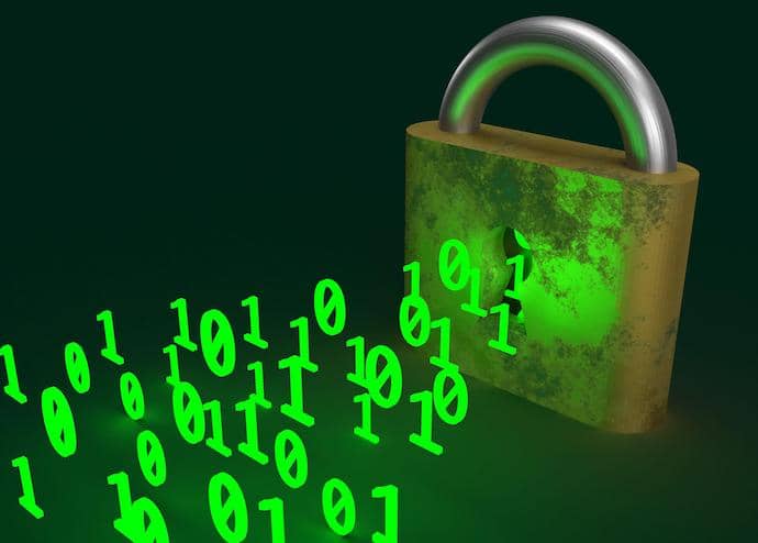 Digits going through a padlock -- cybersecurity