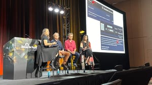 Lorenzo Franceschi-Bicchierai, Robert McMillan, Sadia Mirza, and Sherri Davidoff on stage at Black Hat Lorenzo Franceschi-Bicchierai, Robert McMillan, Sadia Mirza, and Sherri Davidoff on stage at Black Hat