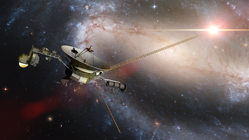 The Voyager spacecraft in deep space The Voyager spacecraft in deep space