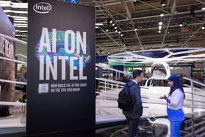 Intel AI poster at trade show booth