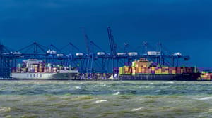 Global supply chain ships in stormy seas Global supply chain ships in stormy seas