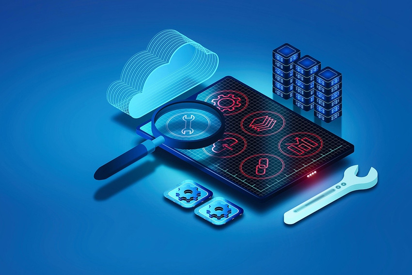3D illustration of secure applications protecting the servers and the cloud