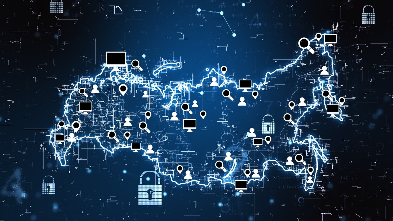 A digital map of Russia A digital map of Russia