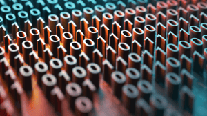 A series of binary code in orange and blue colors A series of binary code in orange and blue colors