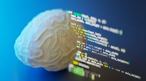 A brain with computer code beside it A brain with computer code beside it