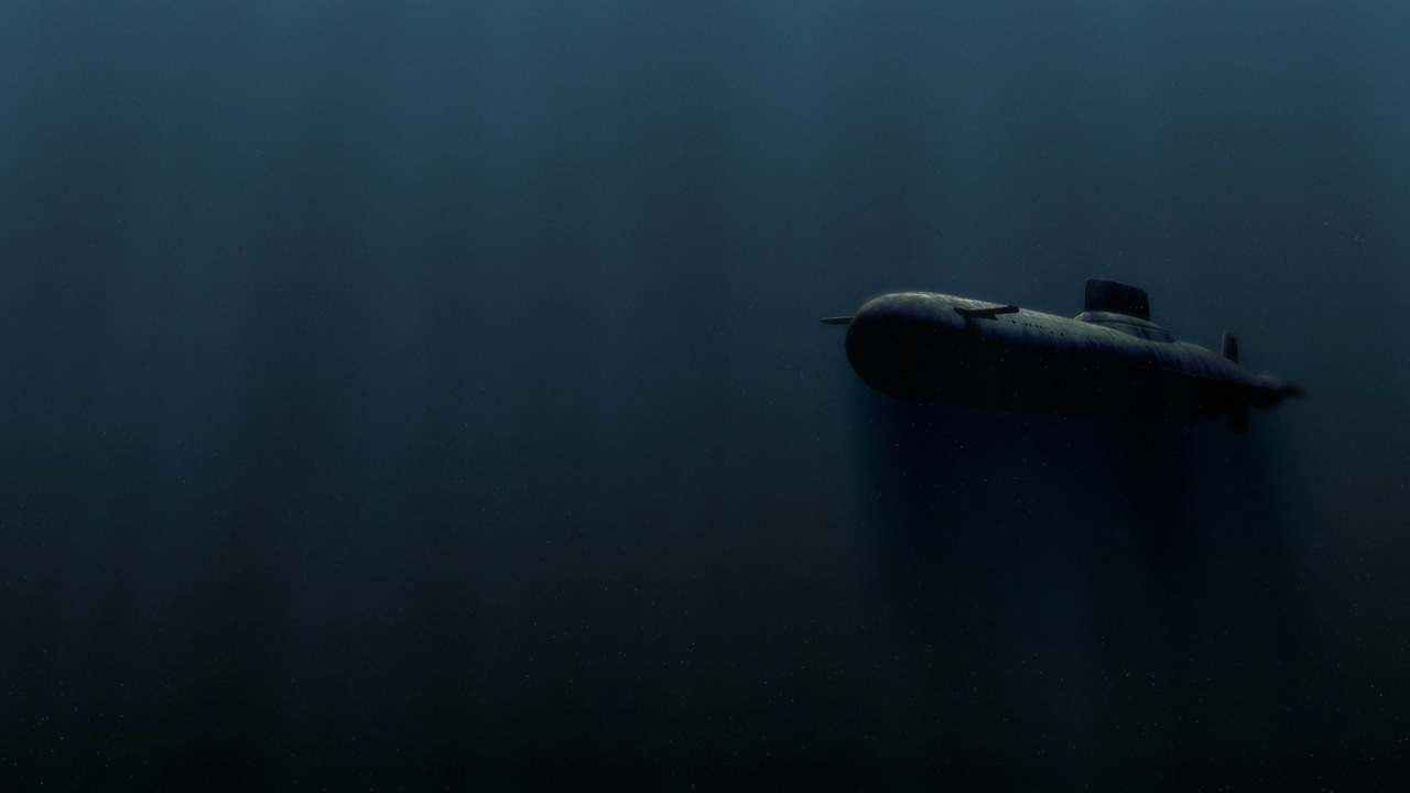 A submarine underwater A submarine underwater