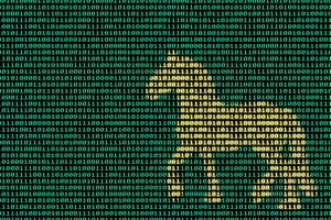 Computer software code shaded to reveal a trojan horse to illustrate malware infection