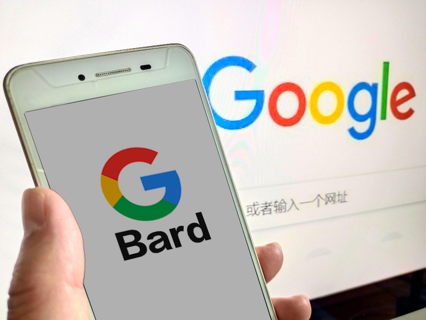 Google Bard logo on mobile device 