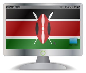 The Kenyan flag on a computer monitor screen