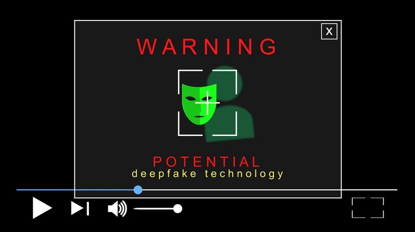 Warning that a video might include a deepfake: 