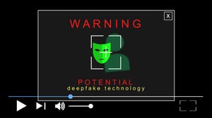 Warning that a video might include a deepfake: "WARNING: Potential deepfake technology"