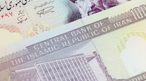 A close up of Iran's rial reading "Central Bank of the Islamic Republic of Iran" A close up of Iran's rial reading "Central Bank of the Islamic Republic of Iran"