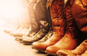 Cowboy boots in a row