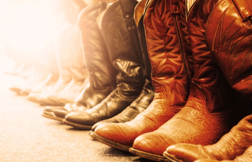 Cowboy boots in a row
