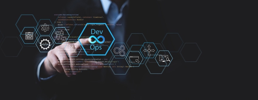  DevOps software development and IT operations concept illustration