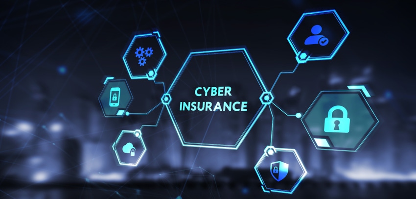 The words "cyber insurance" on a digital background