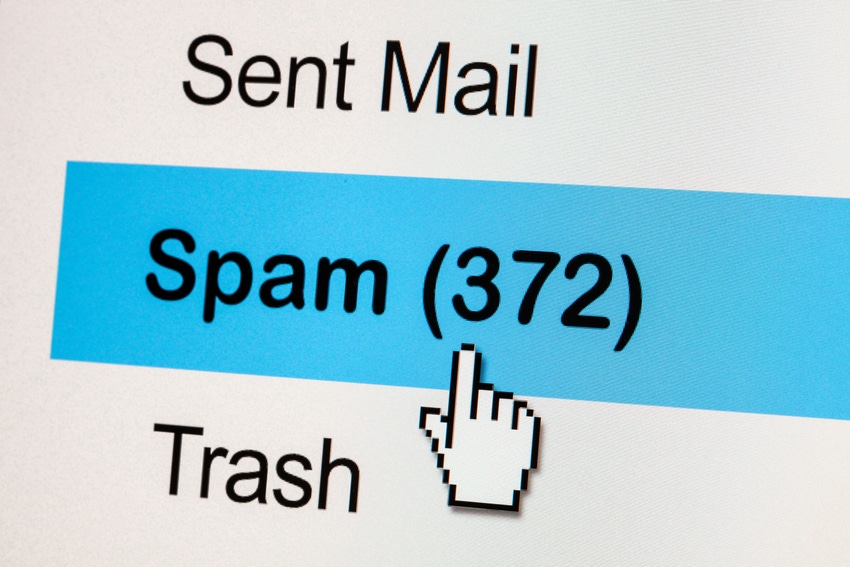 concept image of spam emails in an inbox