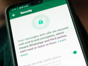 WhatsApp on a mobile device with the end to end secure message displayed