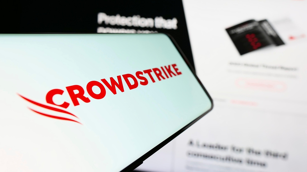 The CrowdStrike logo on a phone screen The CrowdStrike logo on a phone screen