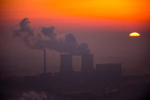 Westfalen coal-fired power plant of RWE Power in the sunrise, Hamm, Ruhr district, North Rhine-Westphalia, Germany