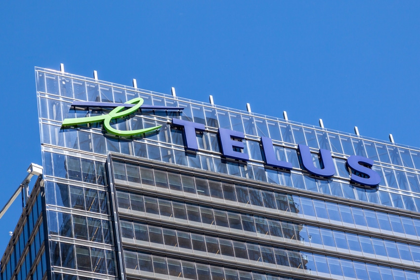 Telus sign at the head office building in downtown toronto.