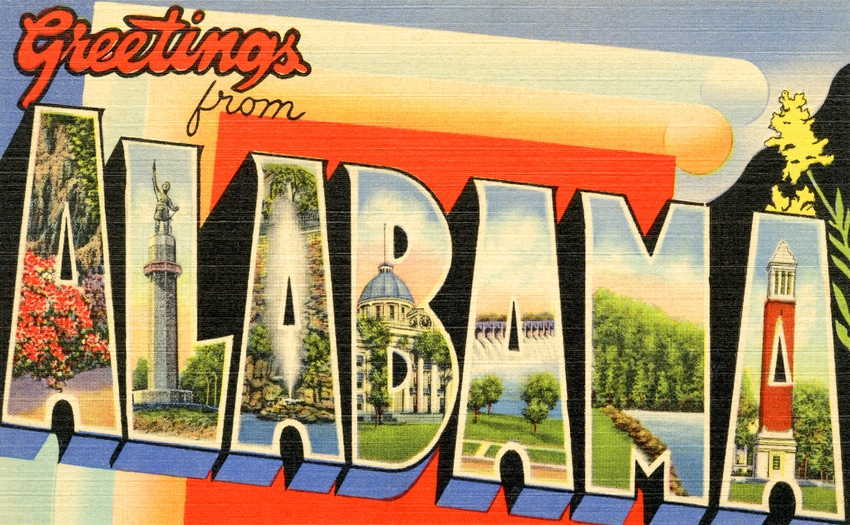 Historic postcard from Alabama 