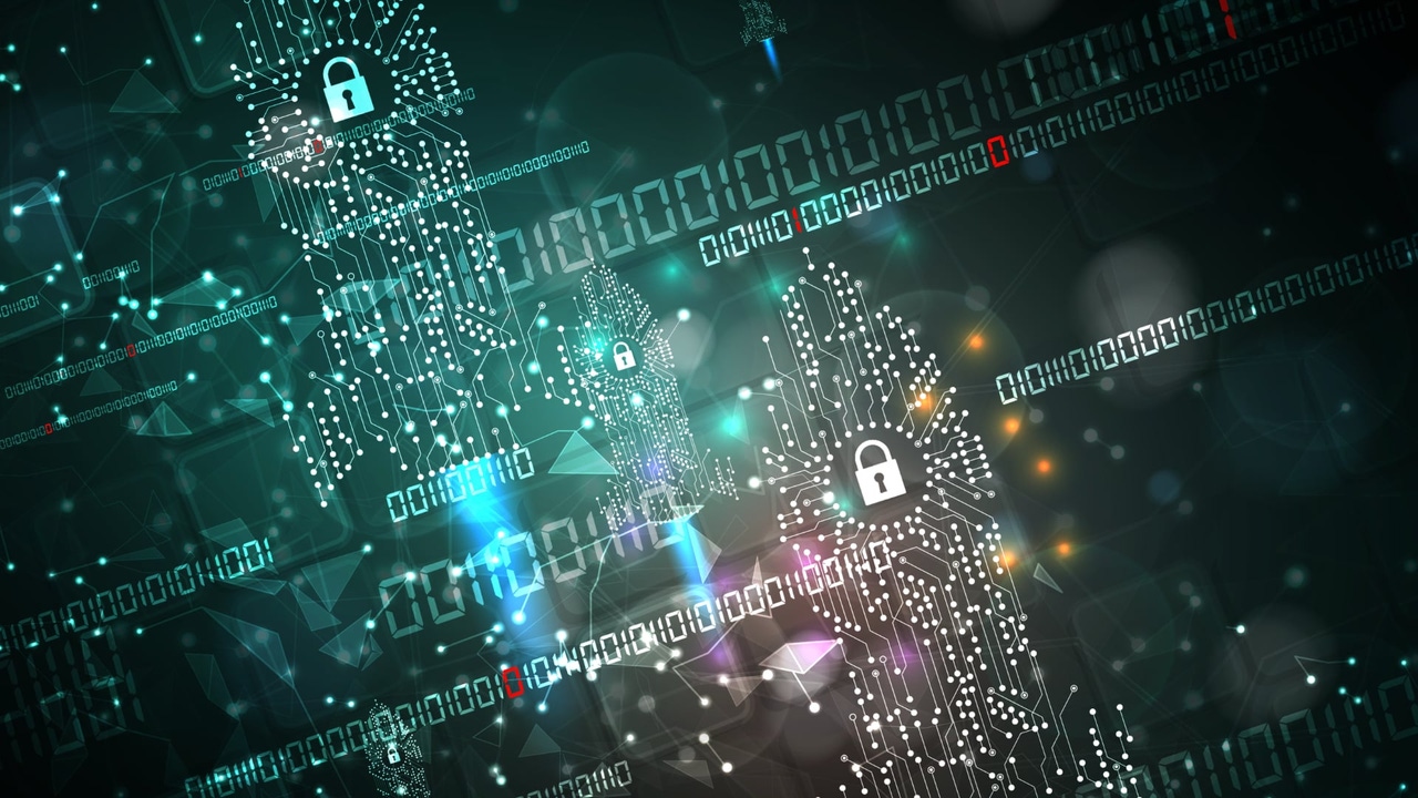 Conceptual art of white circuits against a green background and padlocks to show some parts are protected. Conceptual art of white circuits against a green background and padlocks to show some parts are protected.