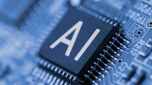 Close- up of computer chip with an AI label.
