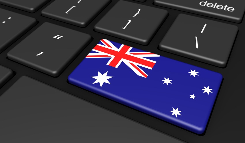 Australian flag on a keyboard button.