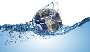 Planet Earth splashing in water