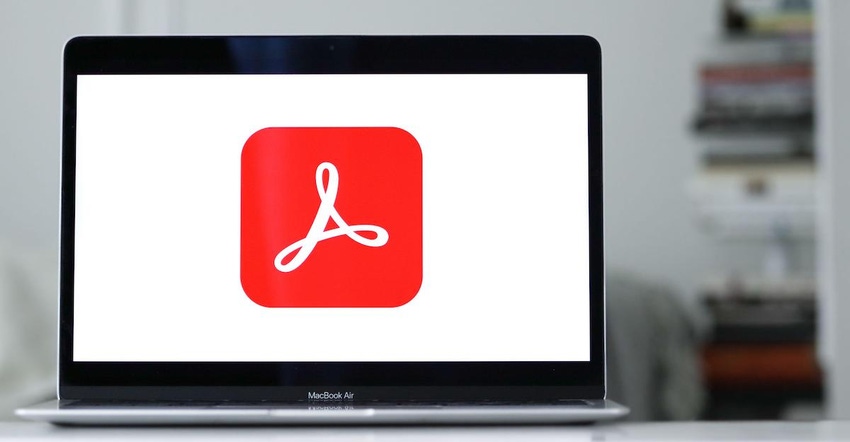 Adobe Acrobat logo on a laptop screen