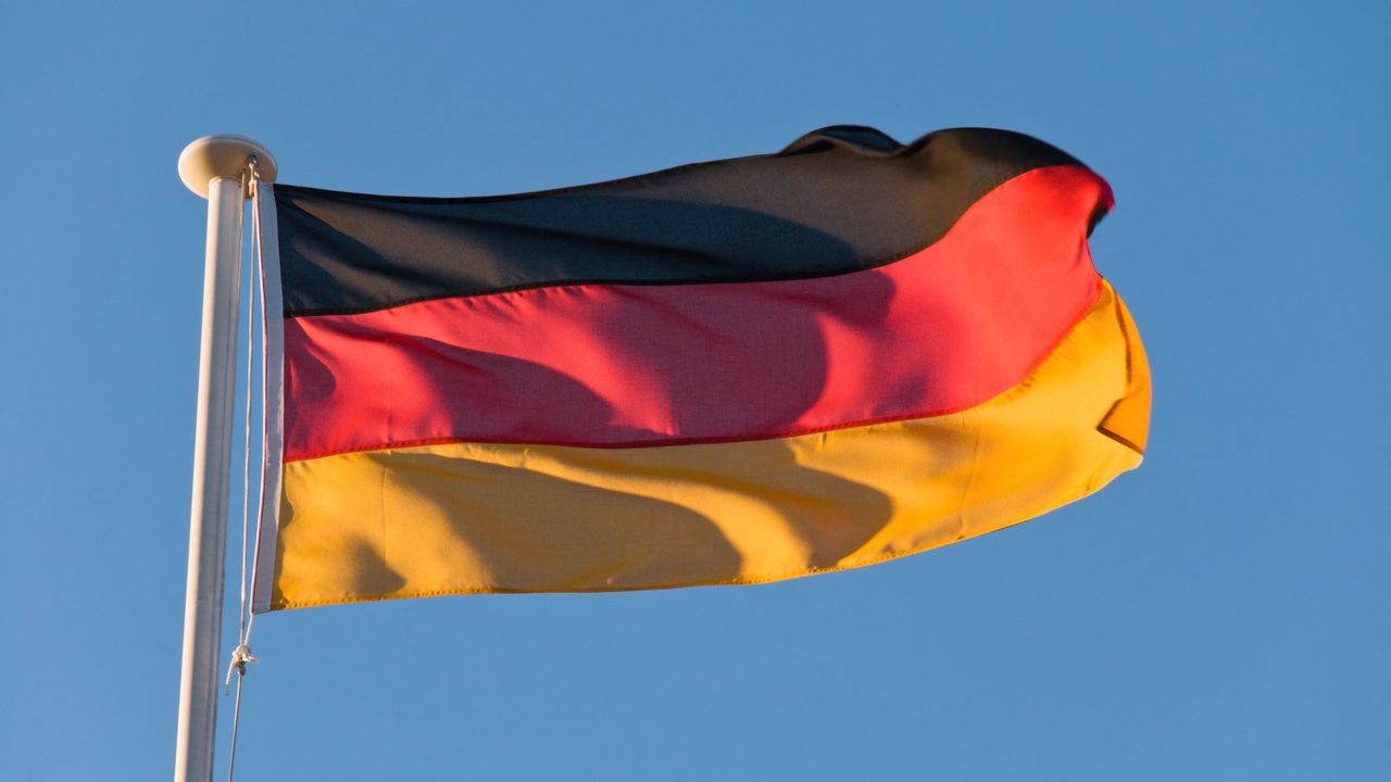 A German flag blowing in the wind A German flag blowing in the wind