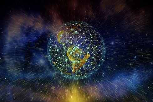 Global network surrounding earth
