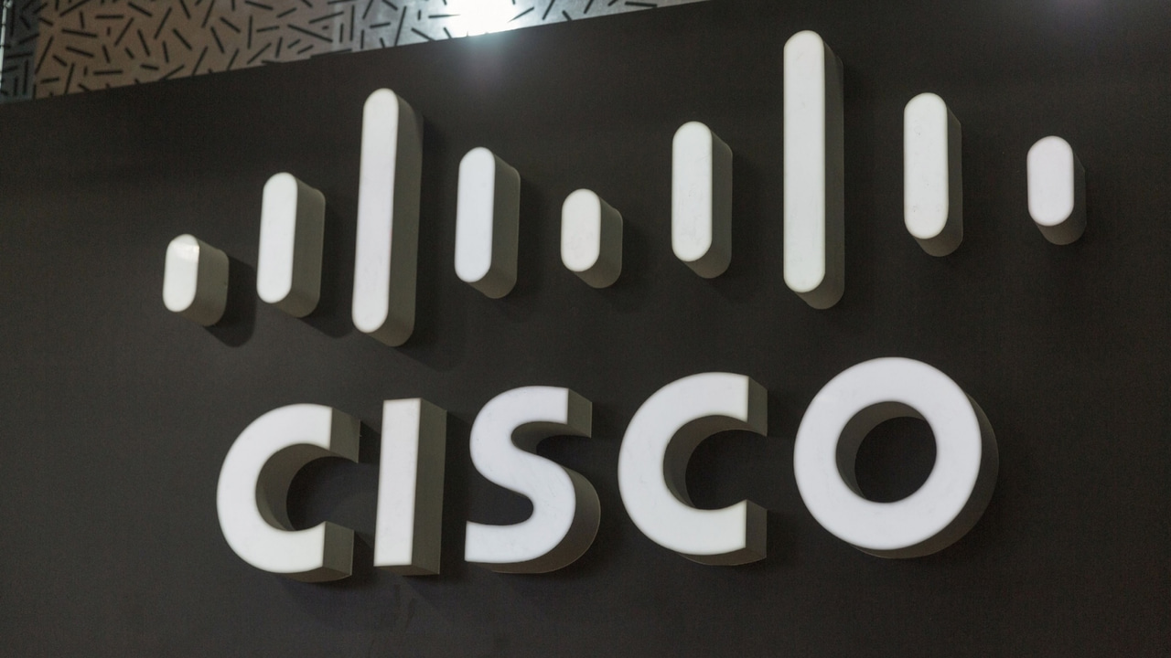 トレードショーでのCiscoのブースにあるロゴ トレードショーでのCiscoのブースにあるロゴ