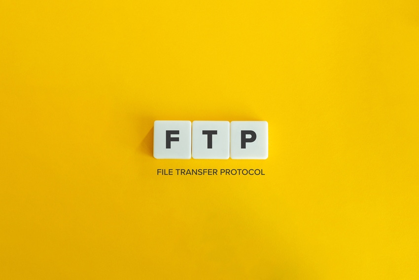 FTP (File Transfer Protocol) banner; block letters on bright orange background