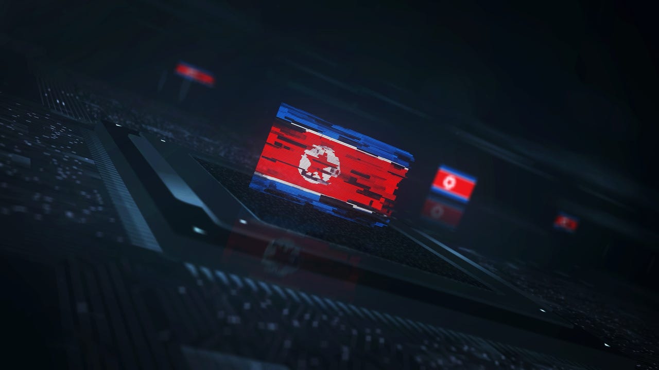 DPRK North Korean flag on motherboard dark DPRK North Korean flag on motherboard dark