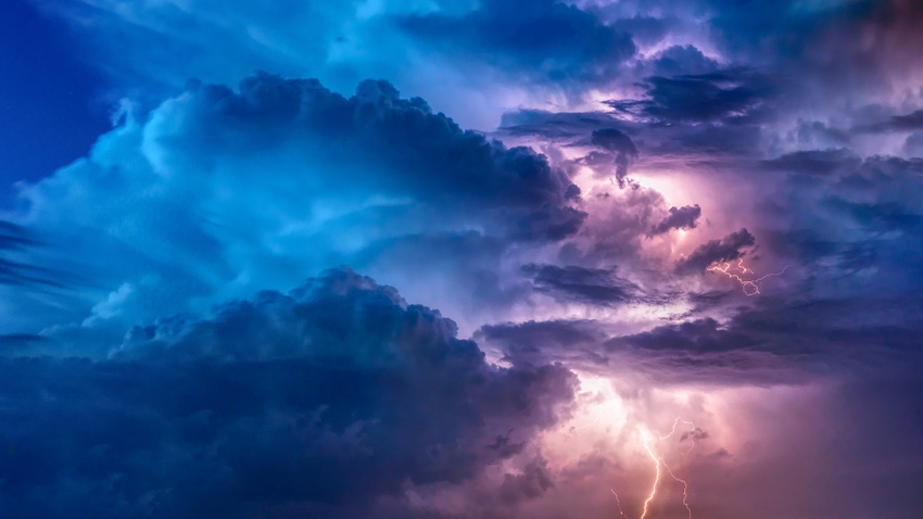 Thunderclouds and lightning in a sky
