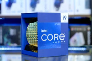 Photo of a box containing Intel Core i9-12900K Unlocked, a 12th generation 12th or "Alder Lake" processor from Intel