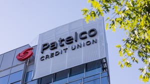 Patelco logo on the side of a building 