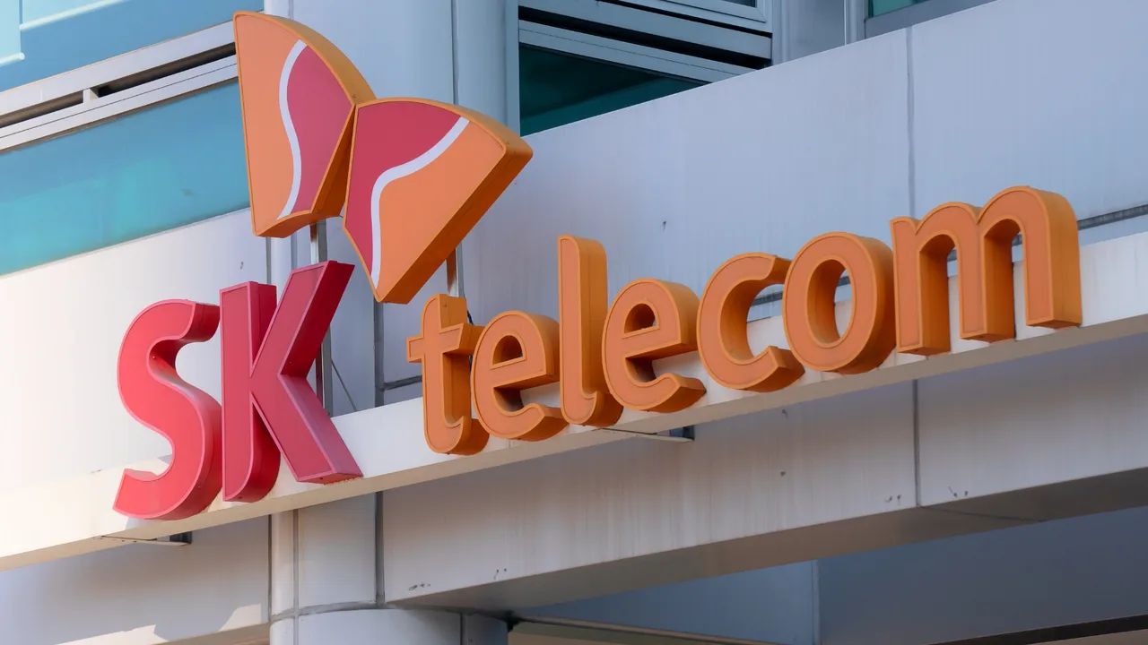 SK Telecom logo on building SK Telecom logo on building