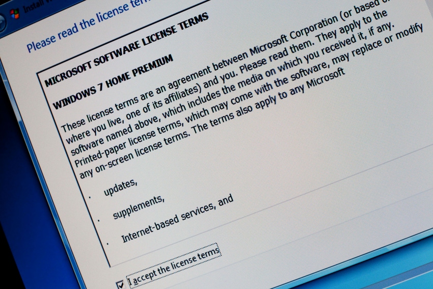 Windows license agreement screen capture Windows license agreement screen capture