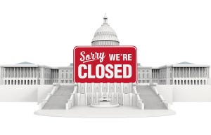 "Sorry, We're Closed" sign over the Capitol